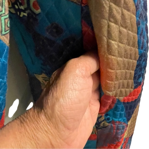 FLORYDAY Dress Quilted Mock Neck Midi Avant Garde Colorful Abstract Print Medium - Picture 6 of 12